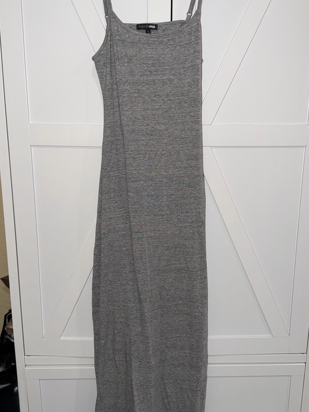 Fashion Nova Grey Ribbed Maxi Slip Skirt